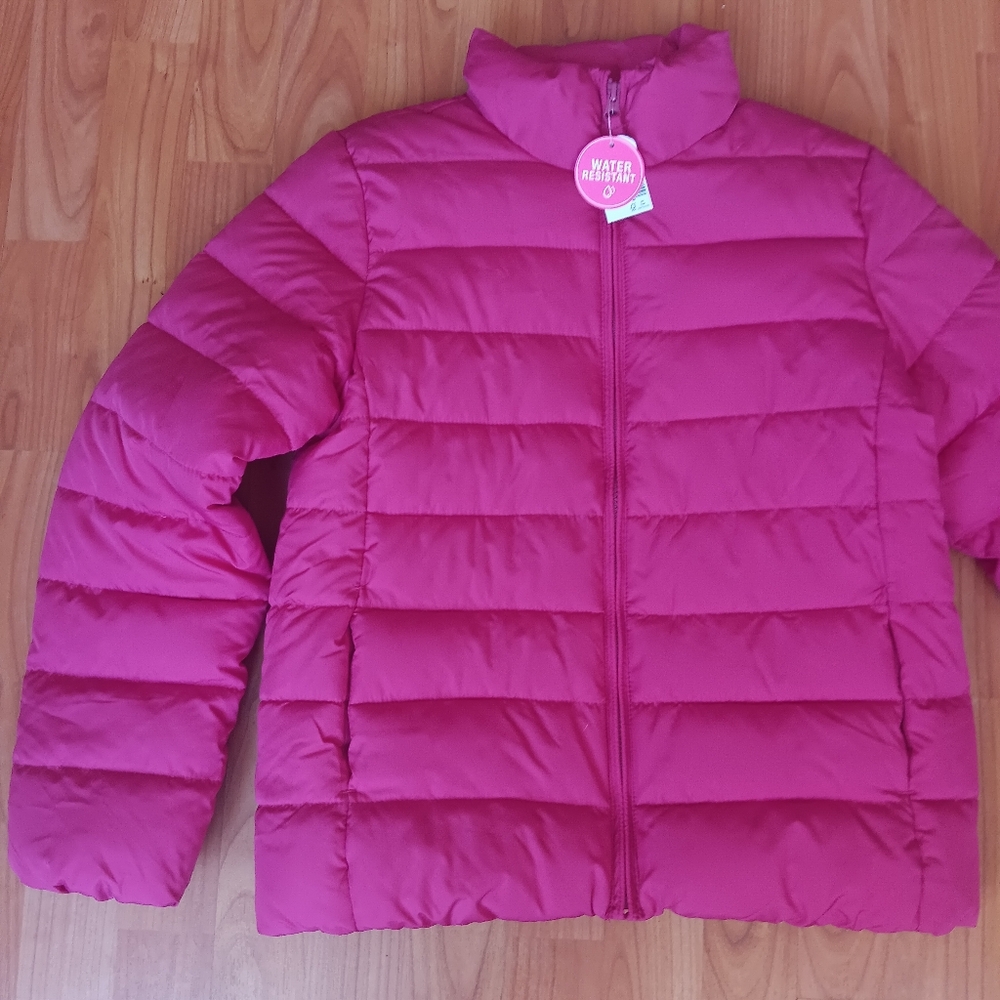 The Children's Place Mock Neck Puffer Jacket In Palm Pink Size XL/ 14 Outdoor